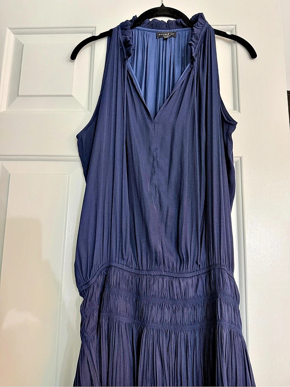 Current Air Pleated Maxi Dress in Blue Size Medium